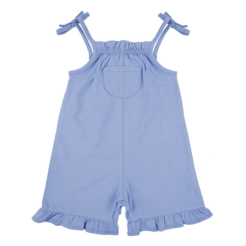 Sleeveless short dungarees with leg ruffles PORCELAIN