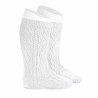Calze lunghe traforate perle extrafine BIANCO