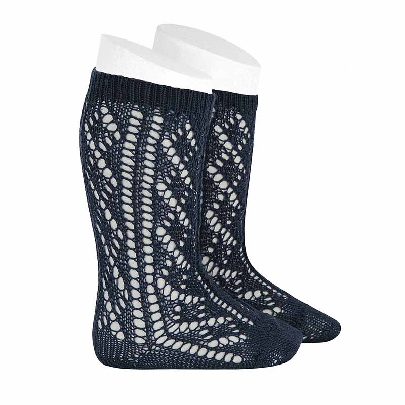Calze lunghe traforate perle extrafine BLU