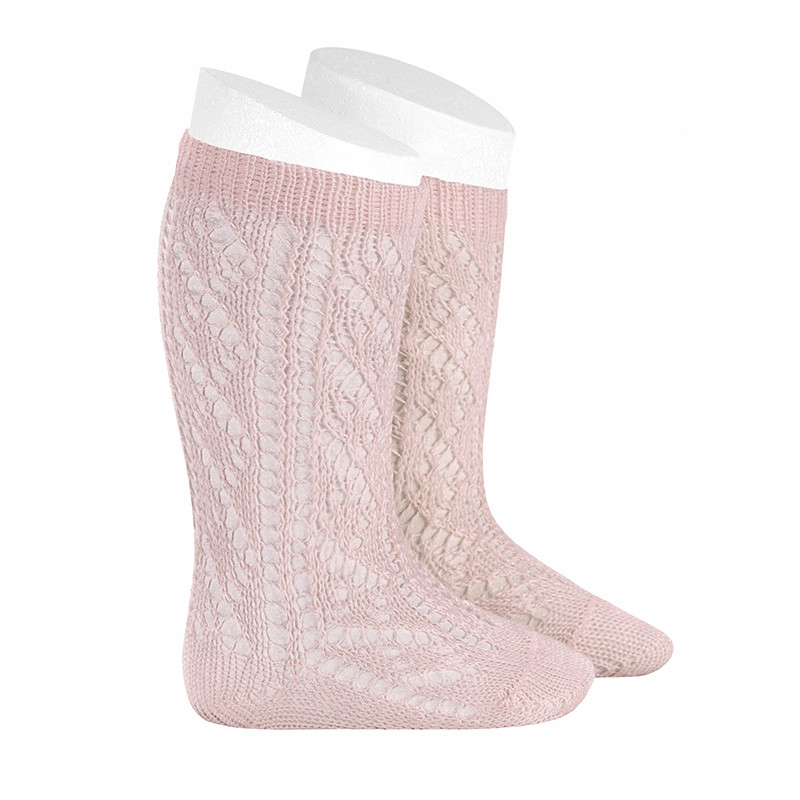 Calze lunghe traforate perle extrafine ROSA