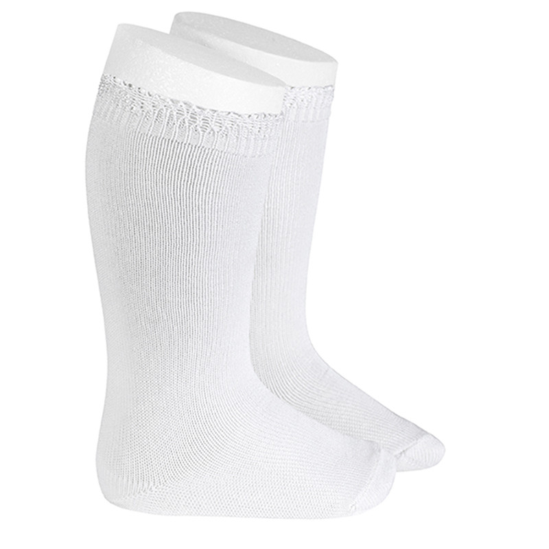 Calcetines altos de algodón con puño calado