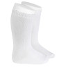 Calcetines altos de algodón con puño calado