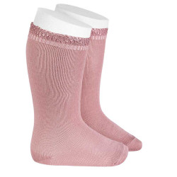 Cotton knee-high socks with...