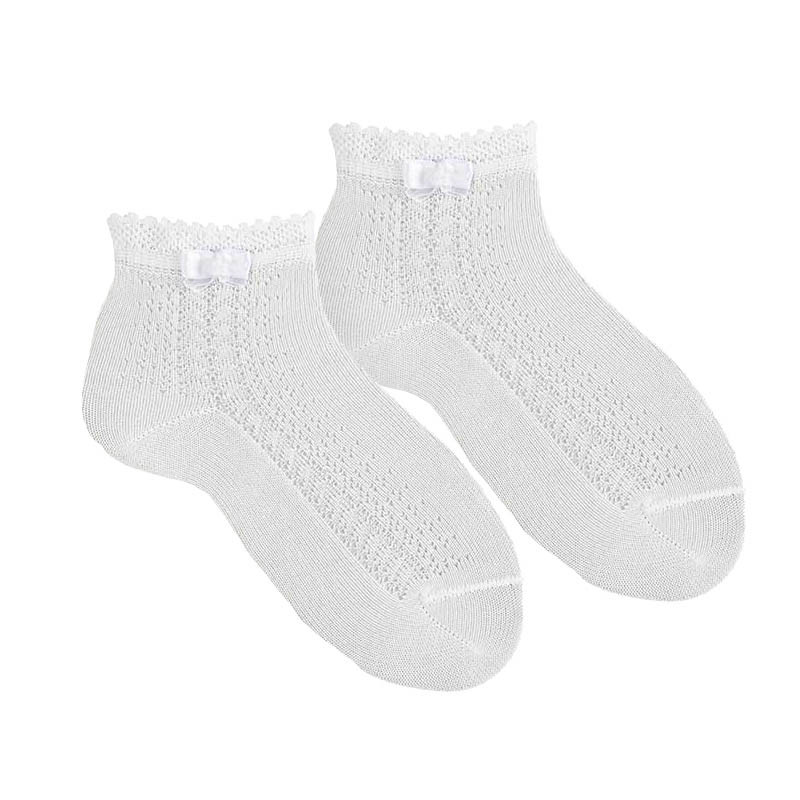 Side openwork ceremony socks with littlebow