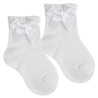 Short ceremony socks with a tone-on-tonesatin bow