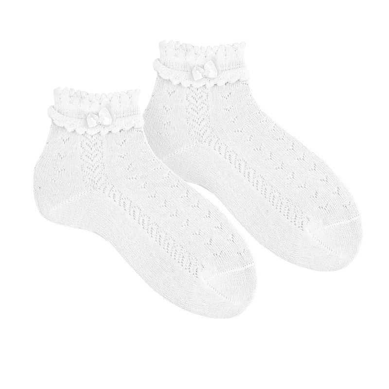 Chaussettes cérémonie bordure fantaisieet noeud
