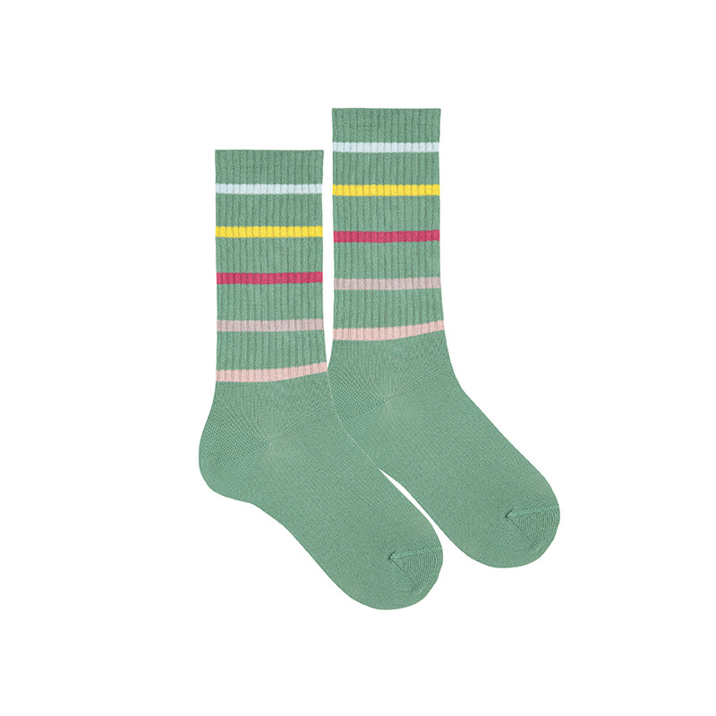 Calze lunghe retrò con liste di colori