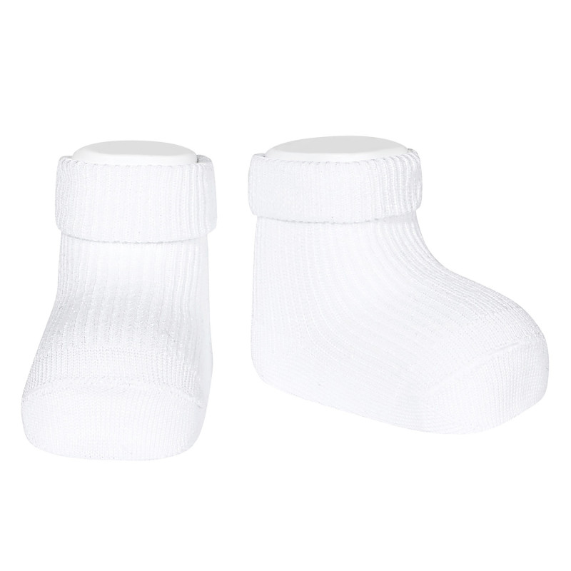 Fine rib ankle socks with folded cuff