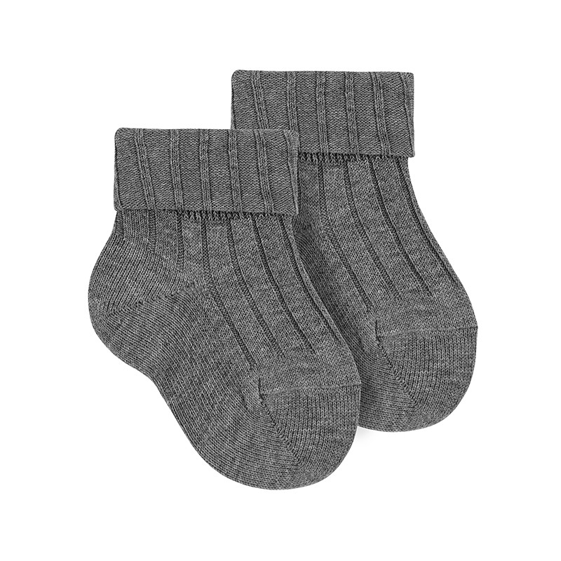 Rib socks with double-folded cuff