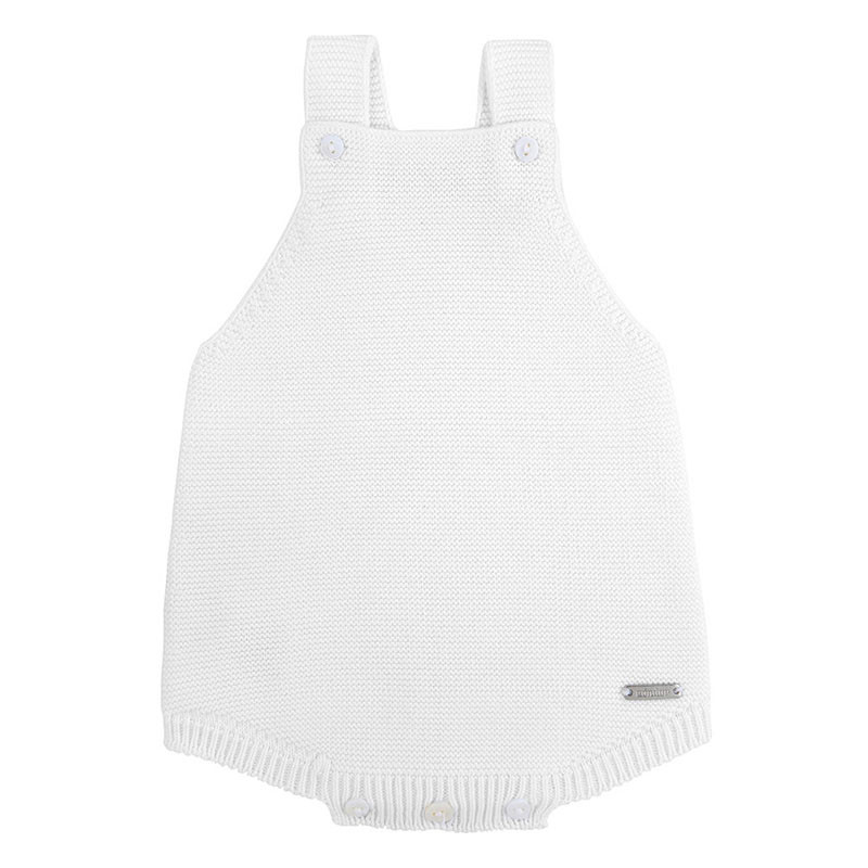Garter stitch baby rompers WHITE