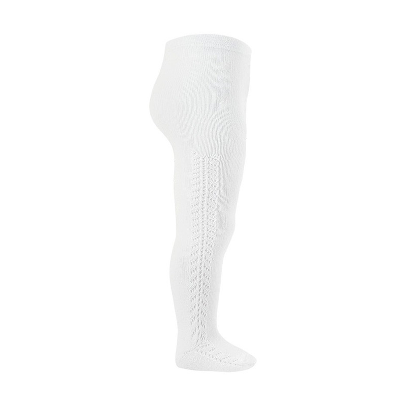Leotardos algodón cálido con calado lateral BLANCO