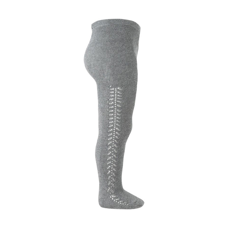 Leotardos algodón cálido con calado lateral GRIS CLARO