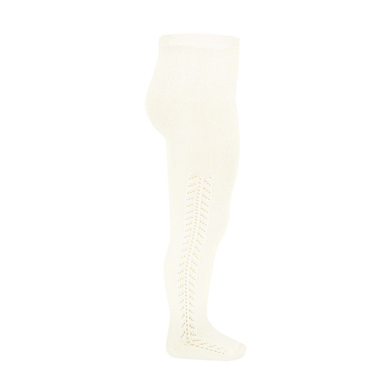 Warm cotton tights with side openwork BEIGE