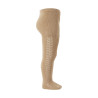 Warm cotton tights with side openwork CAMEL