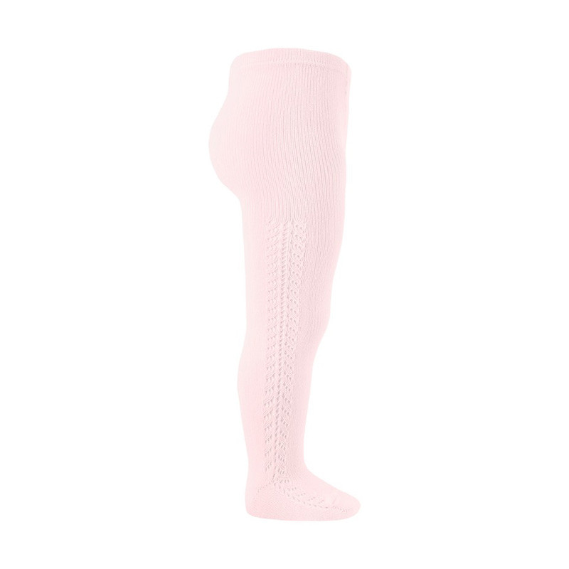 Warm cotton tights with side openwork PINK