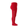 Warm cotton tights with side openwork RED