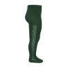 Warm cotton tights with side openwork BOTTLE GREEN