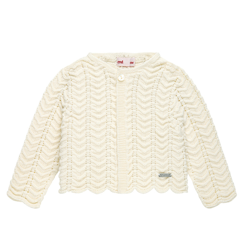 Cardigan traforato zigzag LATTE