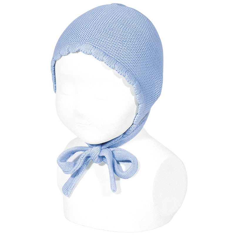 Classic garter stitch bonnet BLUISH