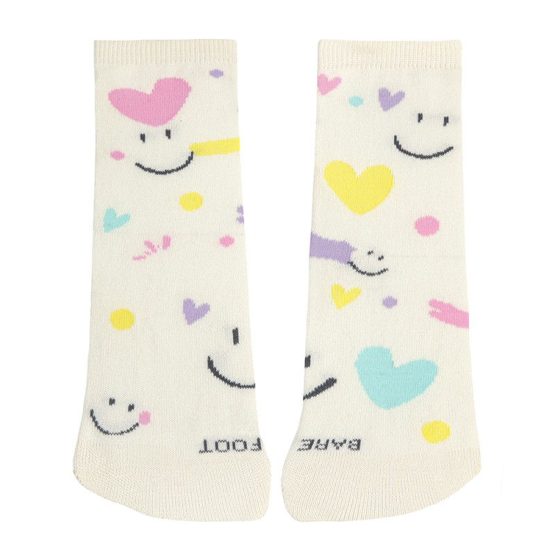Chaussettes courtes barefoot fantaisie happy ECRU