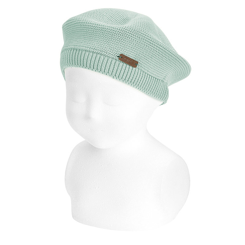 Garter stitch beret SEA MIST