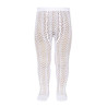Perle cotton openwork tights WHITE