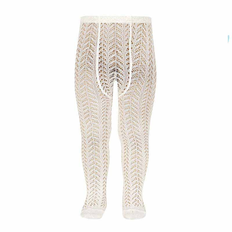 Perle cotton openwork tights BEIGE
