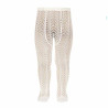Perle cotton openwork tights BEIGE
