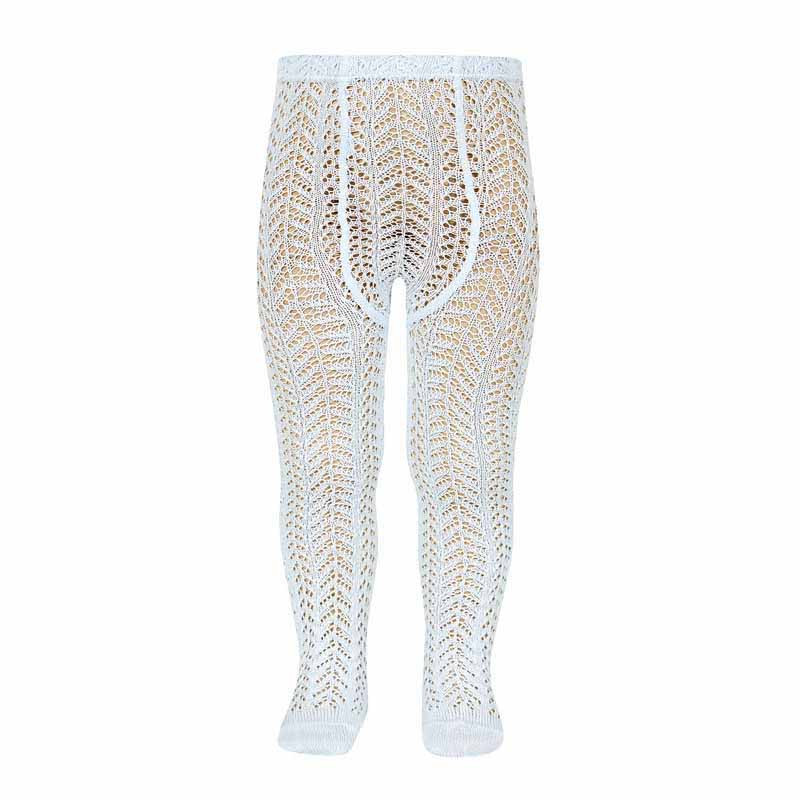 Collants en coton perle ajourés BLEU BEBE