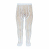 Collants en coton perle ajourés BLEU BEBE