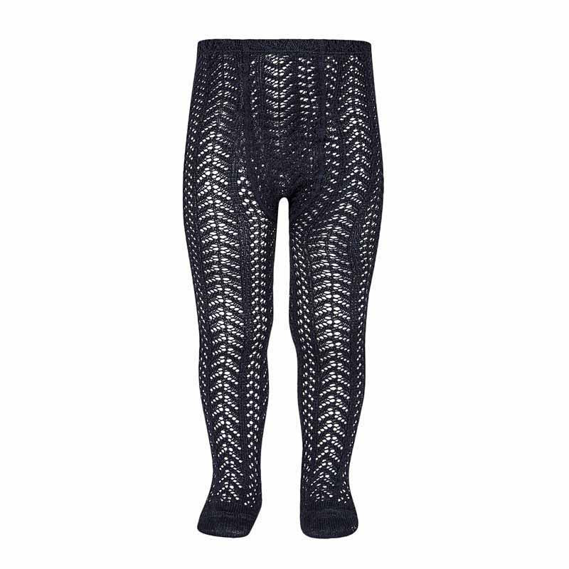 Collants en coton perle ajourés BLEU MARINE