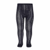 Collants en coton perle ajourés BLEU MARINE
