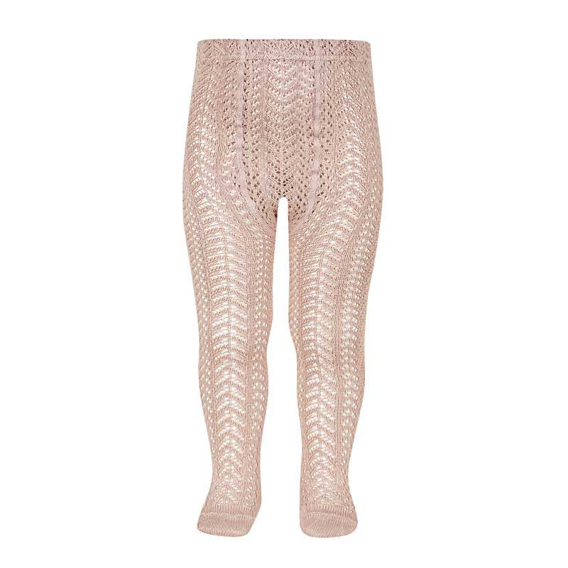 Collants en coton perle ajourés VIEUX ROSE