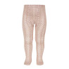 Collants en coton perle ajourés VIEUX ROSE