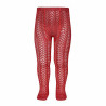 Collants en coton perle ajourés ROUGE