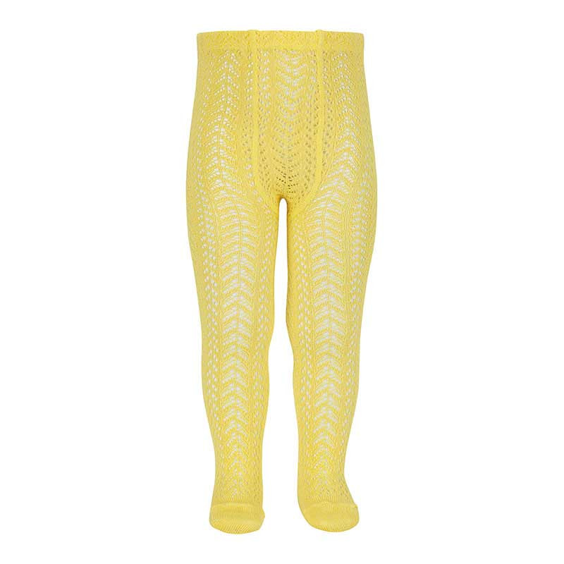 Perle cotton openwork tights LIMONCELLO