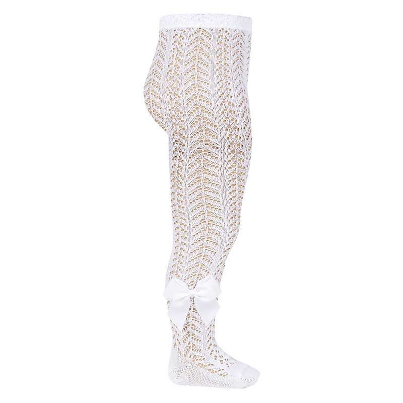 Leotards calats de perlé amb llaç grogrén lateral BLANC