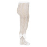 Calzamaglia perle traforata con fiocco grosgrain LATTE