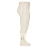 Openwork perle tights with side grosgrain bow LINEN