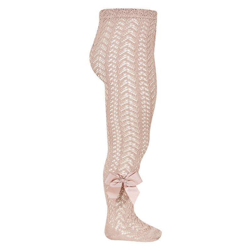 Calzamaglia perle traforata con fiocco grosgrain ROSA ANTICO