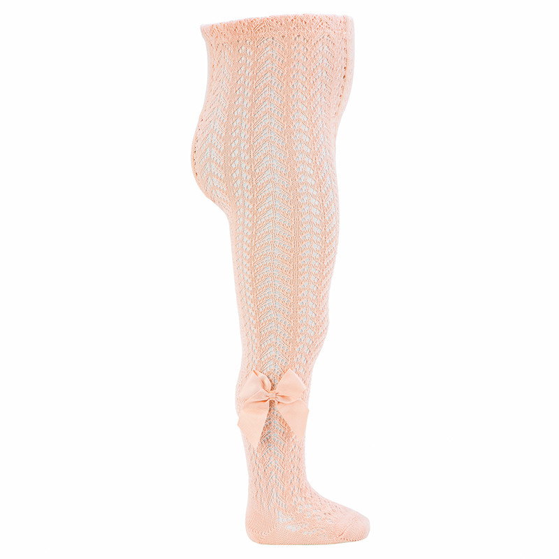 Calzamaglia perle traforata con fiocco grosgrain NUDE