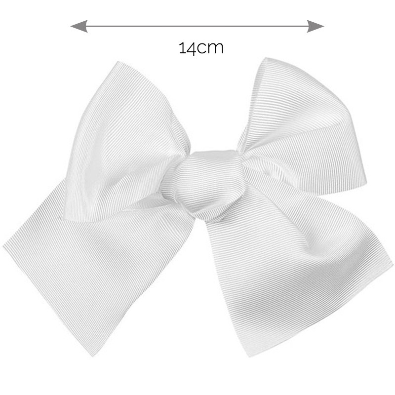 Fermaglio a capelli grande fiocco grosgrain (14cm) BIANCO