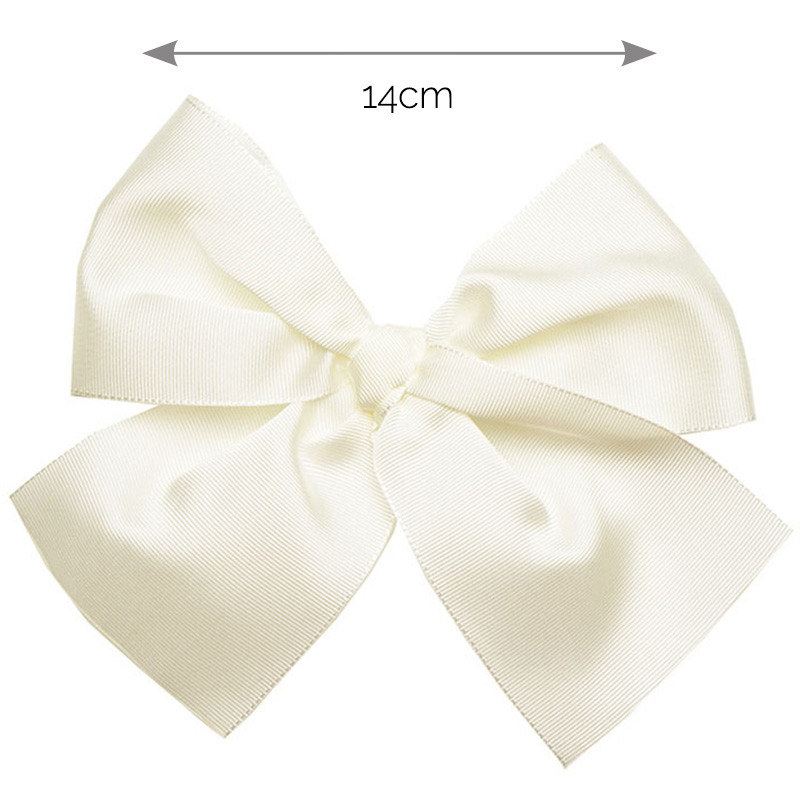 Fermaglio a capelli grande fiocco grosgrain (14cm) PANNA