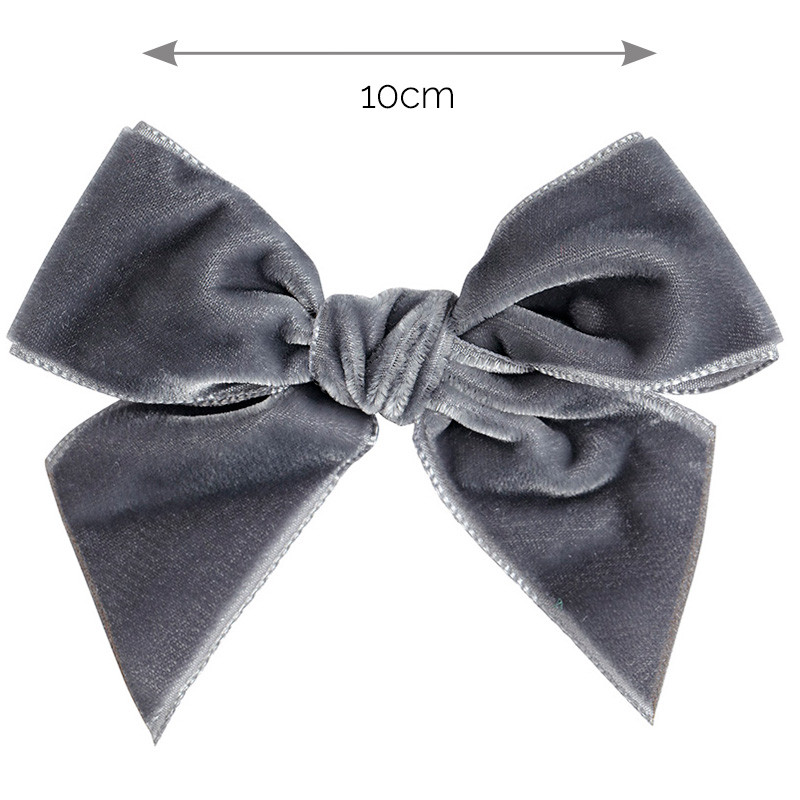 Pince à cheveaux avec noeud velours GRIS CLAIR