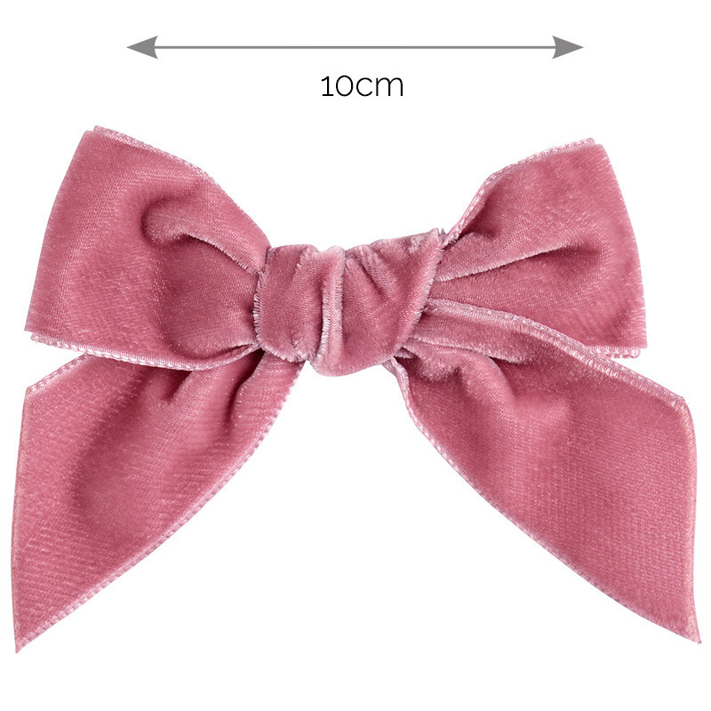 Fermaglio capelli con fiocco velluto ROSA PALLIDO