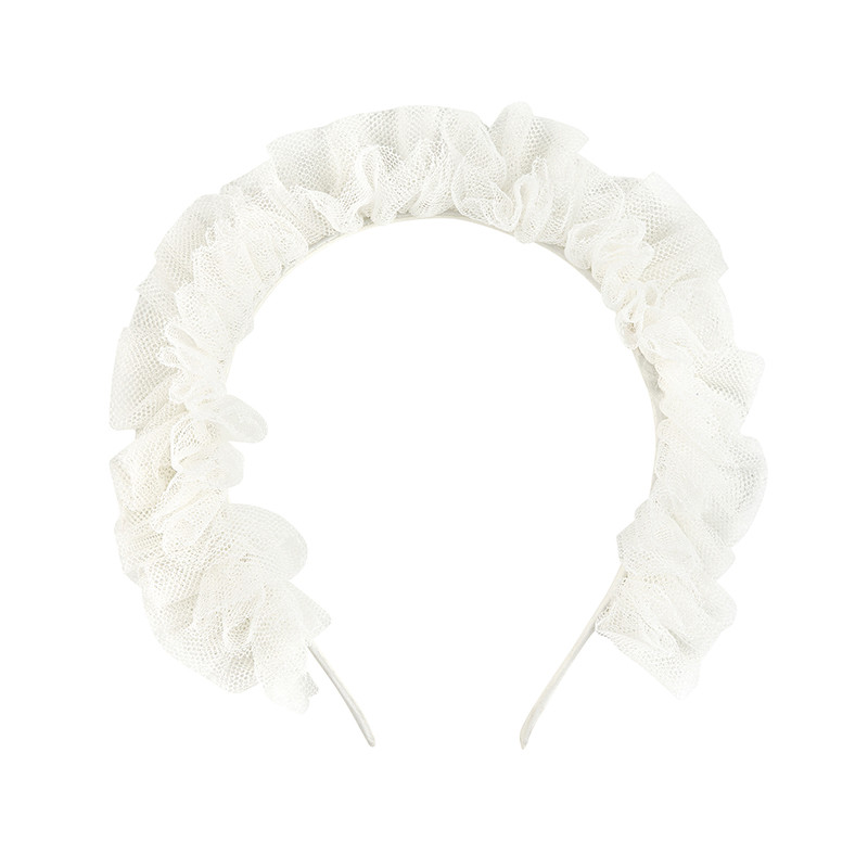Cerchietto in tulle arriciato LATTE