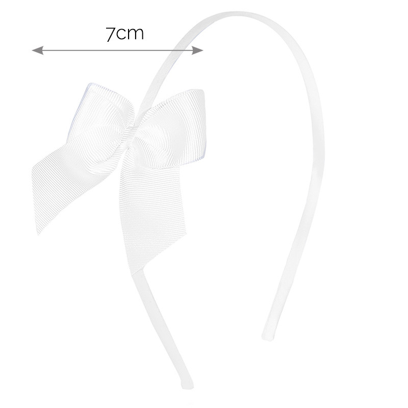 Diadema fina con lazo de grogrén BLANCO