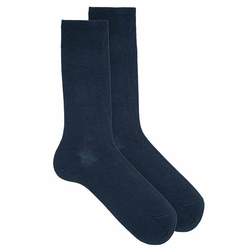 Calcetines antipresión hombre en algodón elástico MARINO