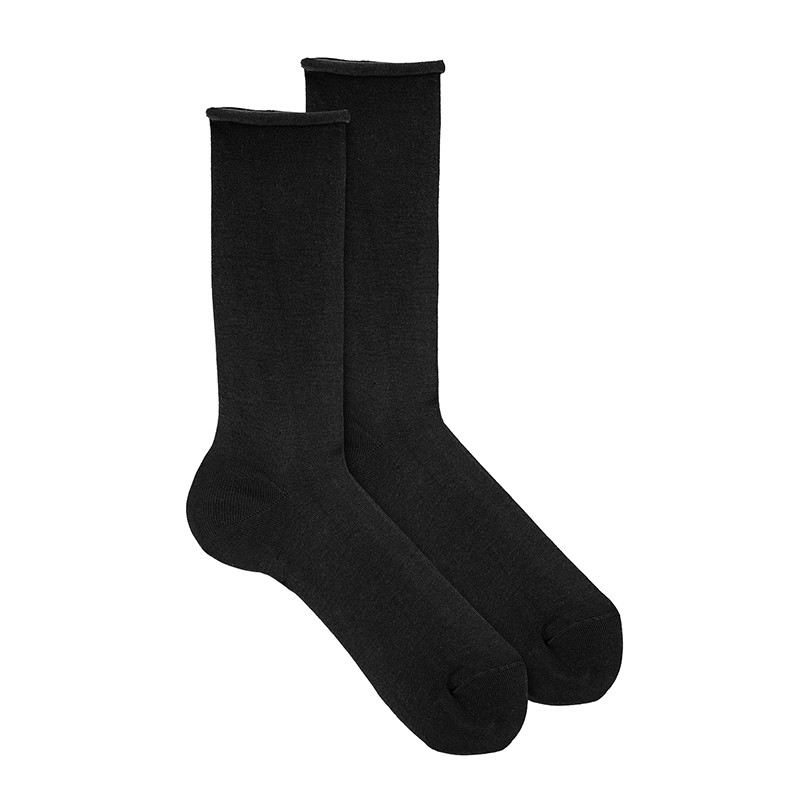 Chaussettes repos en coton élastique etroulé NOIR