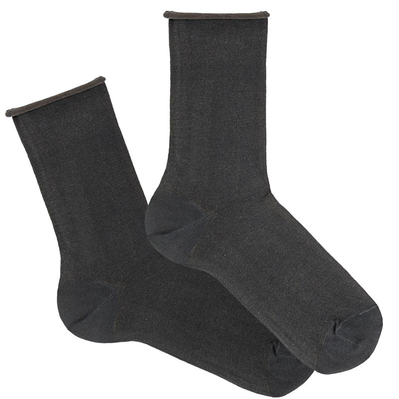 Modal loose fitting socks with rolled cuff for men DARK GREY